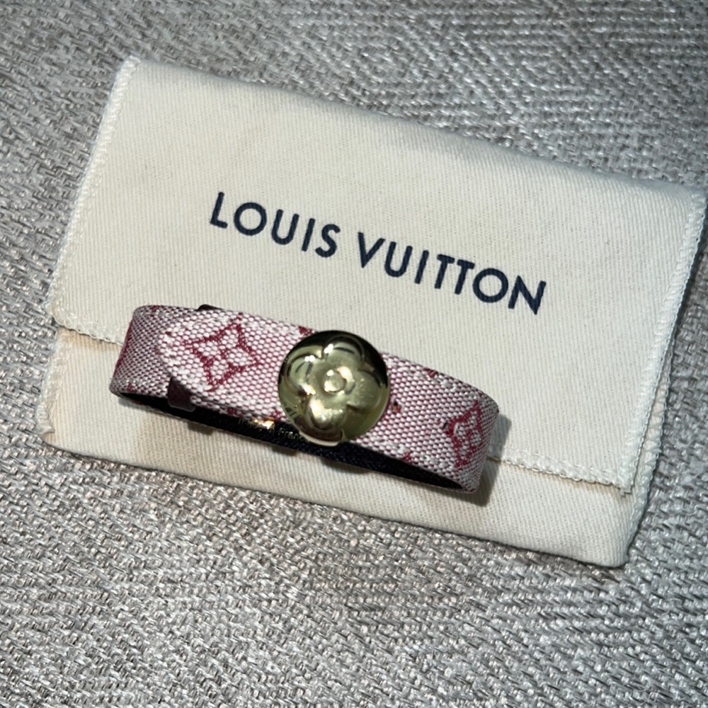 🔥Holiday flashsale🔥Louis Vuitton Burgundy MonogramMini CanvasXLeather Bracelet